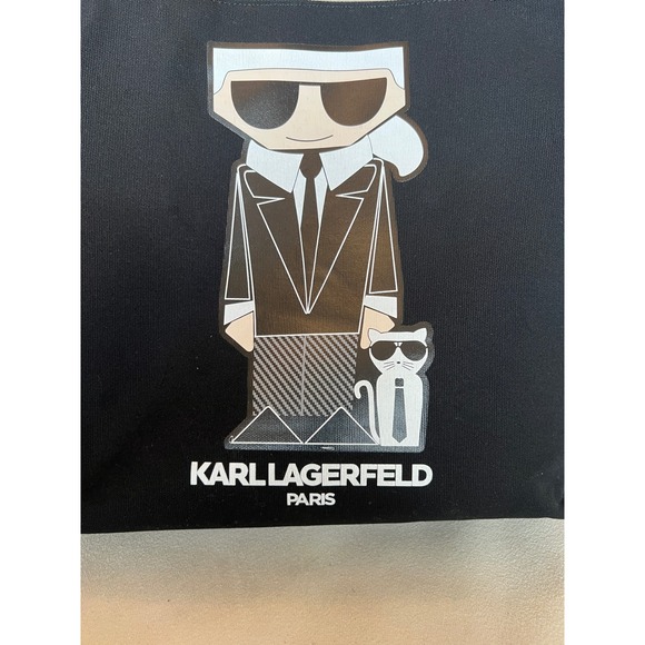 Karl Lagerfeld Paris Black Tote Bag Karl and Choupette Graphic LH0AG807 - Picture 11 of 16
